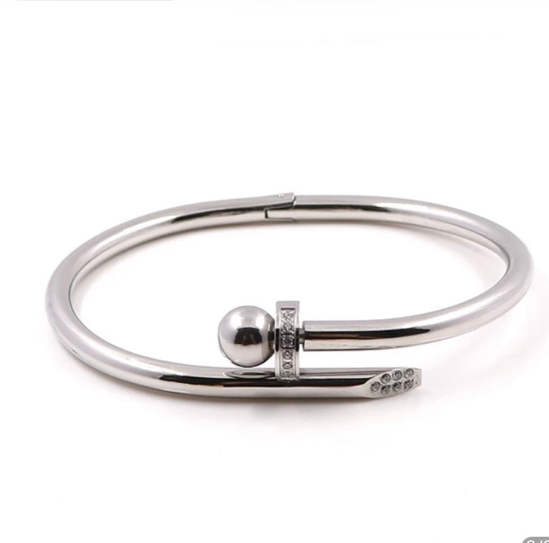 Men's Silver Nail Bracelet